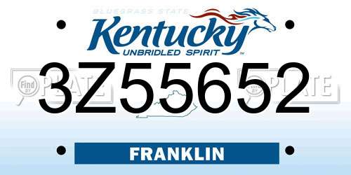 3Z55652 Kentucky License Plate