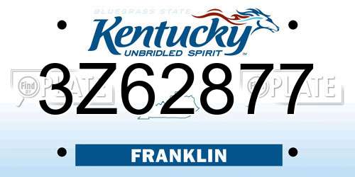 3Z62877 Kentucky License Plate