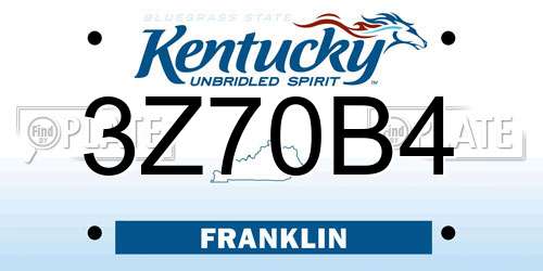 3Z70B4 Kentucky License Plate