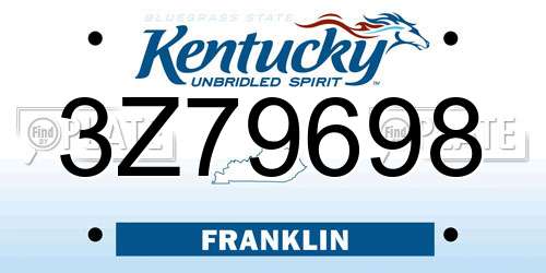3Z79698 Kentucky License Plate