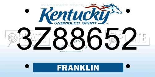 3Z88652 Kentucky License Plate