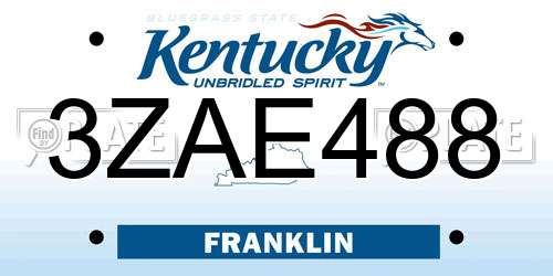 3ZAE488 Kentucky License Plate