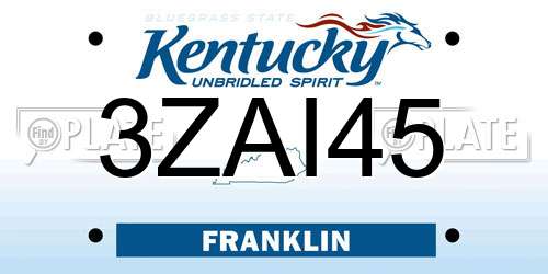 3ZAI45 Kentucky License Plate