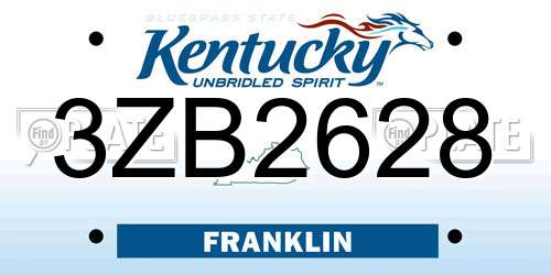 3ZB2628 Kentucky License Plate