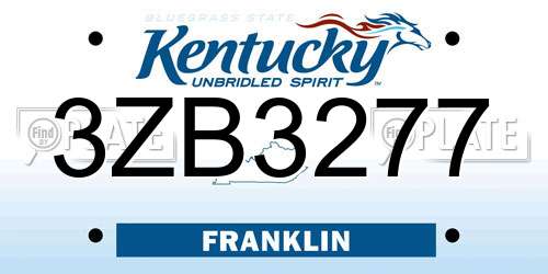 3ZB3277 Kentucky License Plate