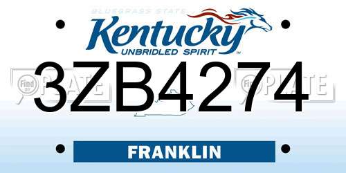 3ZB4274 Kentucky License Plate