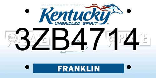3ZB4714 Kentucky License Plate