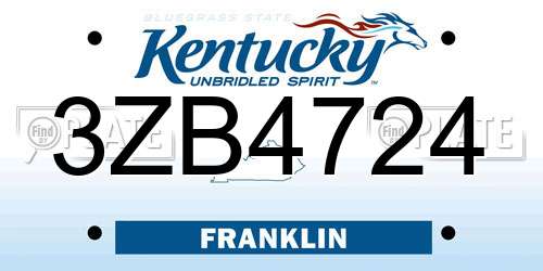 3ZB4724 Kentucky License Plate