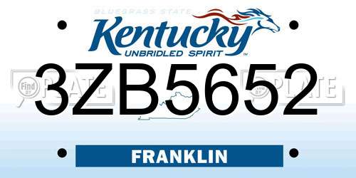 3ZB5652 Kentucky License Plate