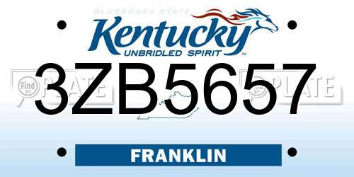 3ZB5657 Kentucky License Plate
