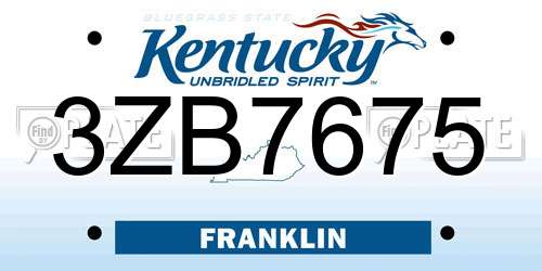 3ZB7675 Kentucky License Plate