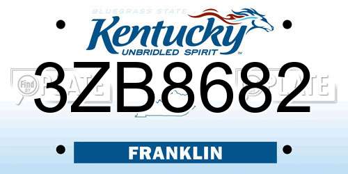 3ZB8682 Kentucky License Plate