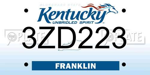 3ZD223 Kentucky License Plate