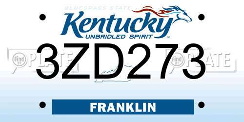 3ZD273 Kentucky License Plate