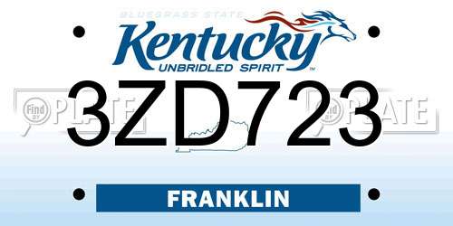 3ZD723 Kentucky License Plate