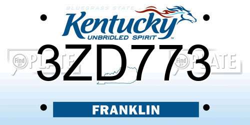 3ZD773 Kentucky License Plate