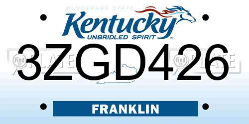 3ZGD426 Kentucky License Plate