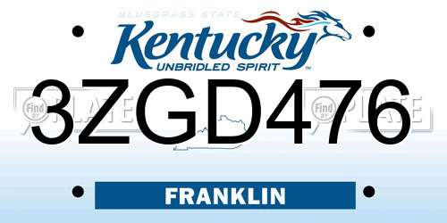 3ZGD476 Kentucky License Plate