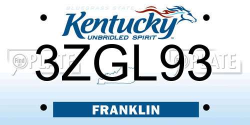 3ZGL93 Kentucky License Plate