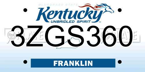 3ZGS360 Kentucky License Plate