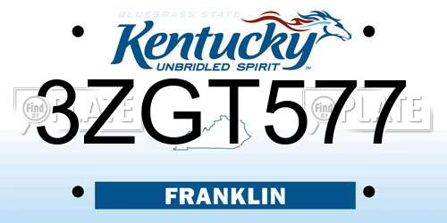 3ZGT577 Kentucky License Plate