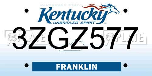 3ZGZ577 Kentucky License Plate