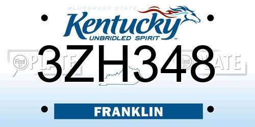 3ZH348 Kentucky License Plate