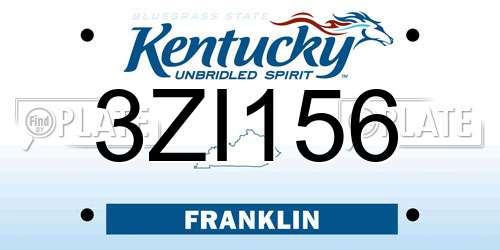 3ZI156 Kentucky License Plate