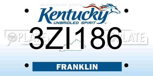 3ZI186 Kentucky License Plate
