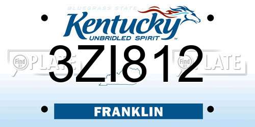 3ZI812 Kentucky License Plate