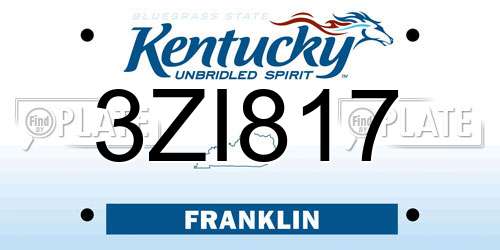 3ZI817 Kentucky License Plate