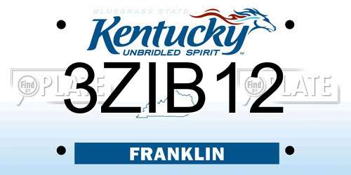 3ZIB12 Kentucky License Plate