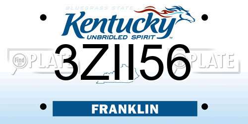 3ZII56 Kentucky License Plate