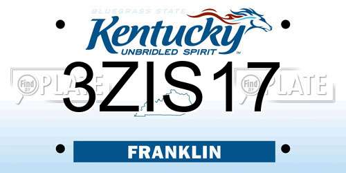 3ZIS17 Kentucky License Plate