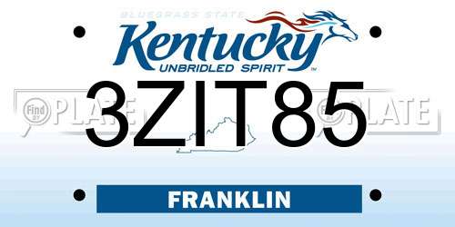 3ZIT85 Kentucky License Plate