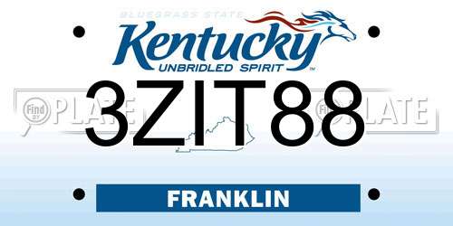 3ZIT88 Kentucky License Plate