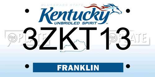 3ZKT13 Kentucky License Plate
