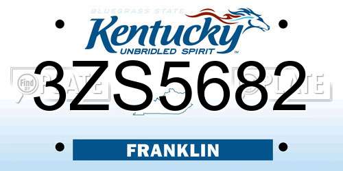 3ZS5682 Kentucky License Plate