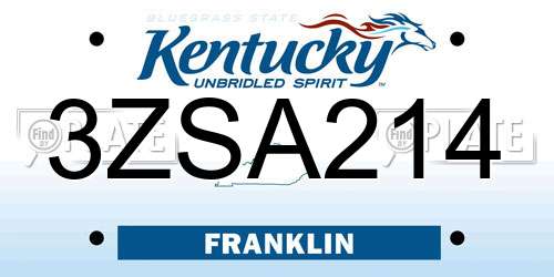 3ZSA214 Kentucky License Plate