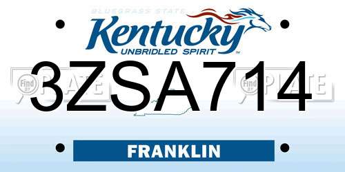 3ZSA714 Kentucky License Plate