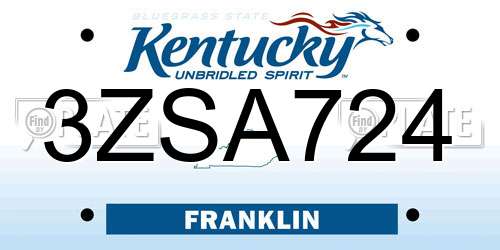 3ZSA724 Kentucky License Plate