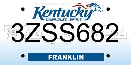 3ZSS682 Kentucky License Plate