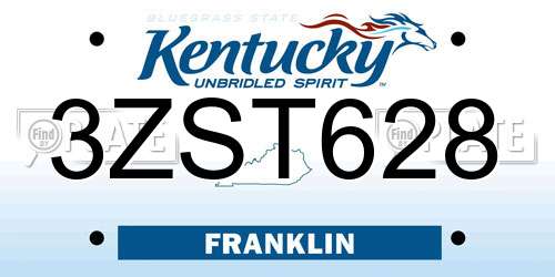 3ZST628 Kentucky License Plate