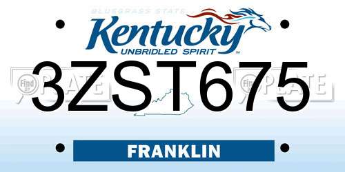 3ZST675 Kentucky License Plate