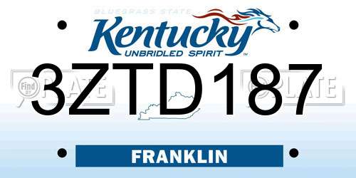 3ZTD187 Kentucky License Plate