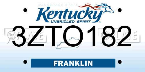 3ZTO182 Kentucky License Plate