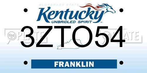 3ZTO54 Kentucky License Plate