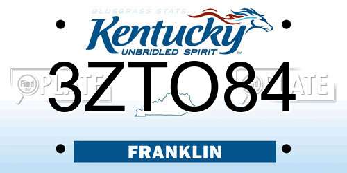 3ZTO84 Kentucky License Plate