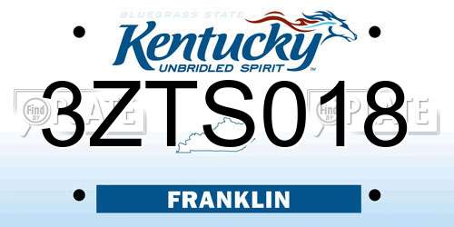 3ZTS018 Kentucky License Plate