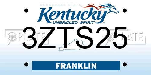 3ZTS25 Kentucky License Plate
